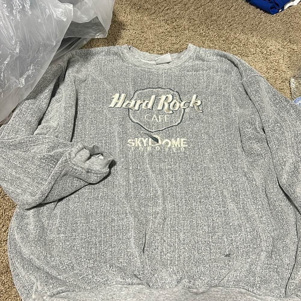 grey hard rock cafe crew neck (canada)